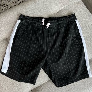Men’s Black and White Striped Kuwalla Shorts